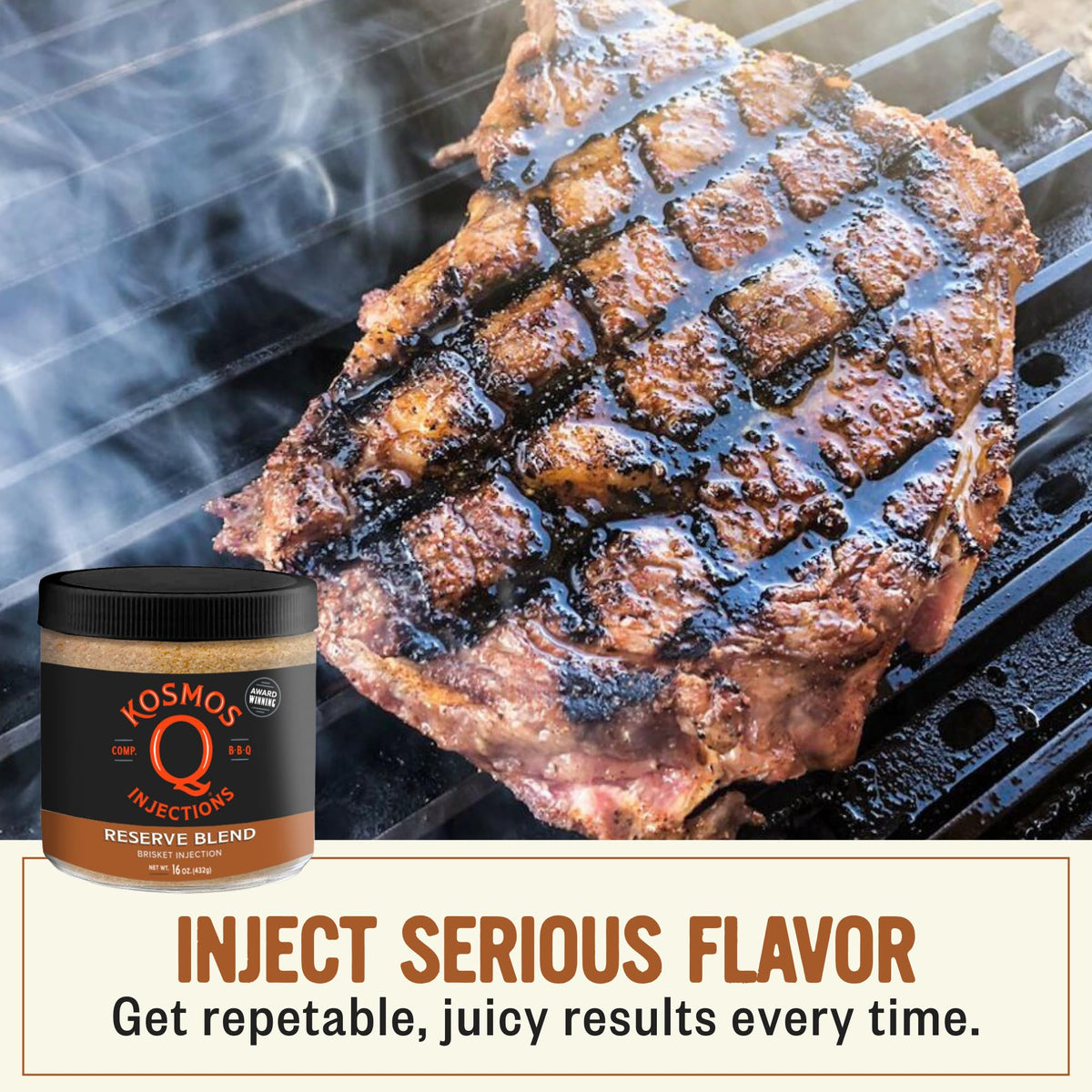 Kosmos Q Reserve Blend Brisket Injection — Premium Moisture-Boosting BBQ Marinade, Gluten Free, 16 oz
