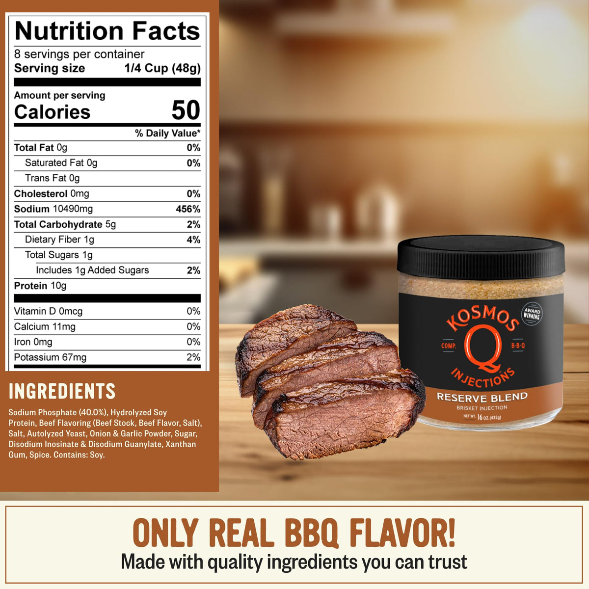 Kosmos Q Reserve Blend Brisket Injection — Premium Moisture-Boosting BBQ Marinade, Gluten Free, 16 oz