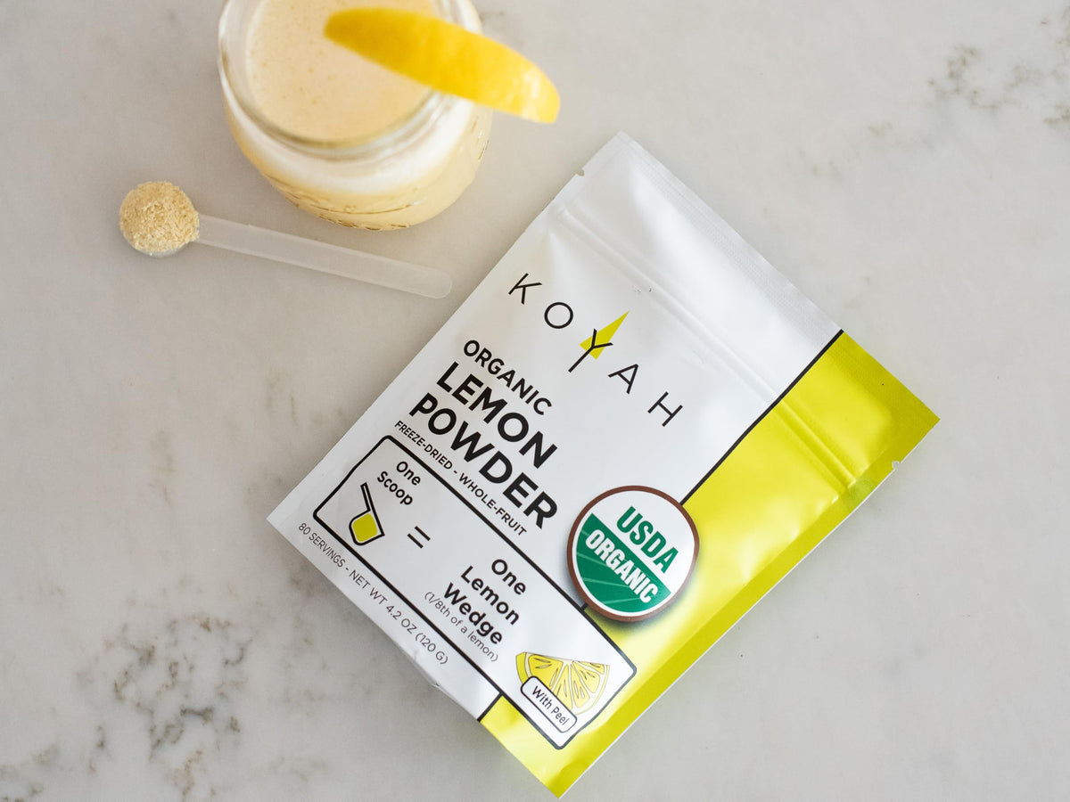 KOYAH Organic Lemon Powder with Peel – 80 Servings, Freeze-Dried, USA & Mexico Lemons