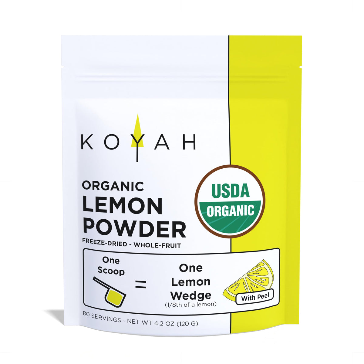KOYAH Organic Lemon Powder with Peel – 80 Servings, Freeze-Dried, USA & Mexico Lemons