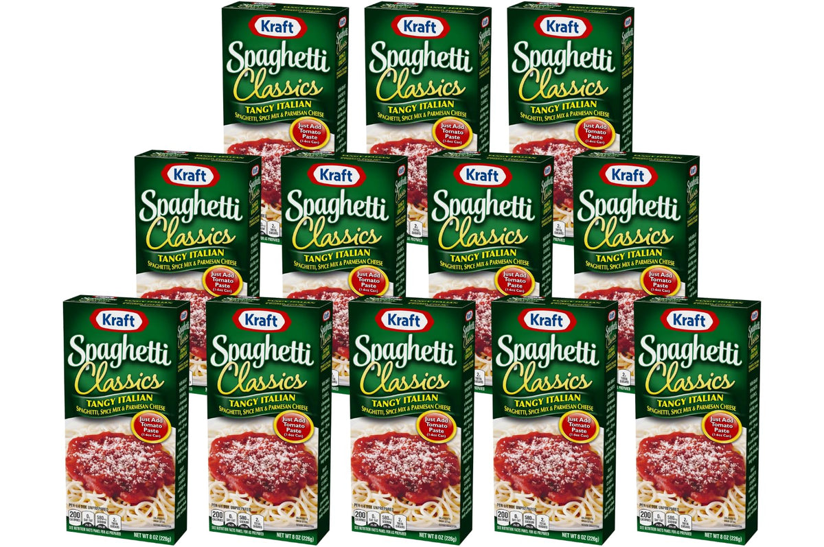 Kraft Spaghetti Classics Tangy Italian Spaghetti Meal Mix – 12 Box Pack, 8 oz Boxes | Quick Family Dinner