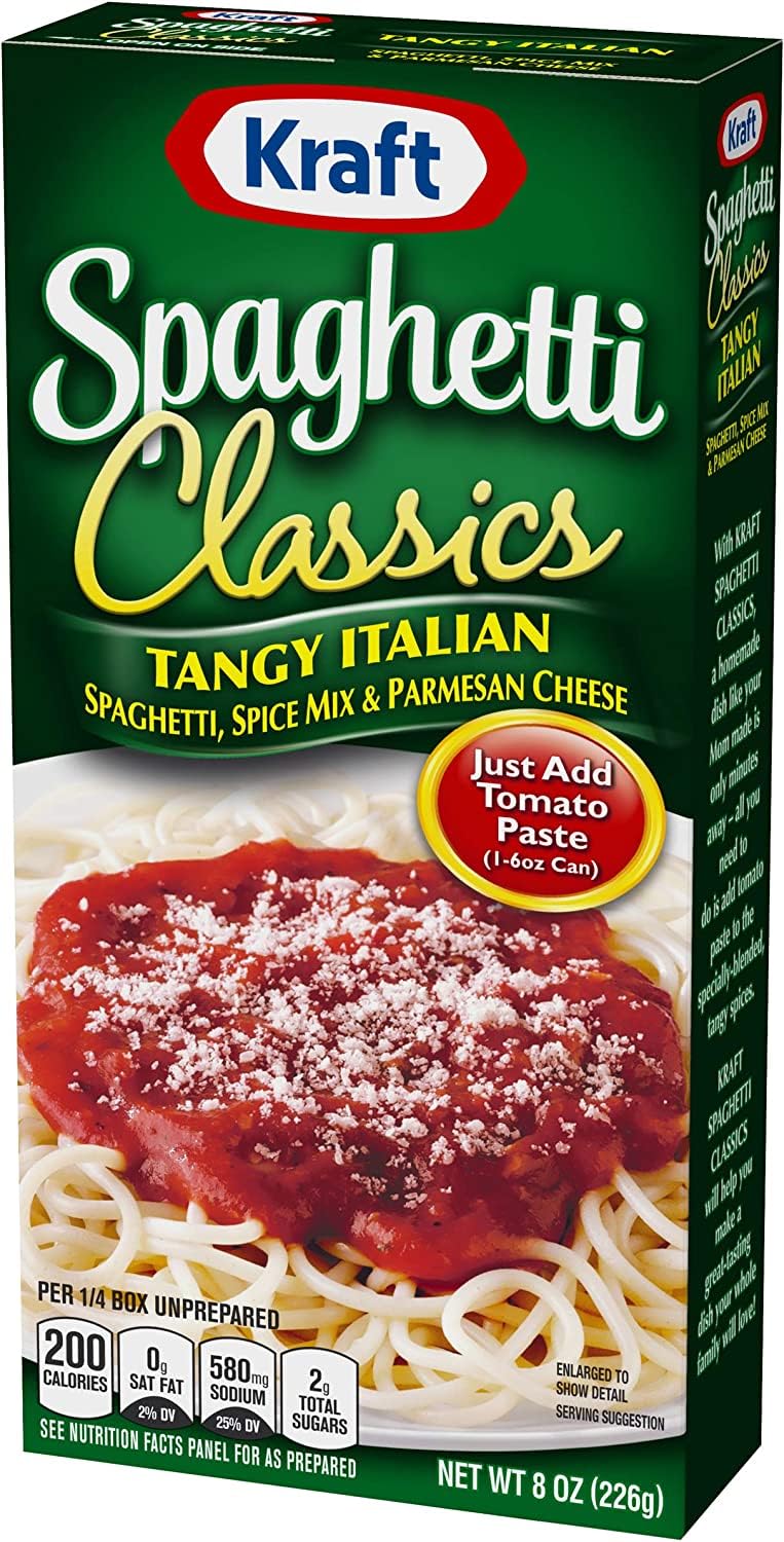 Kraft Spaghetti Classics Tangy Italian Spaghetti Meal Mix – 12 Box Pack, 8 oz Boxes | Quick Family Dinner