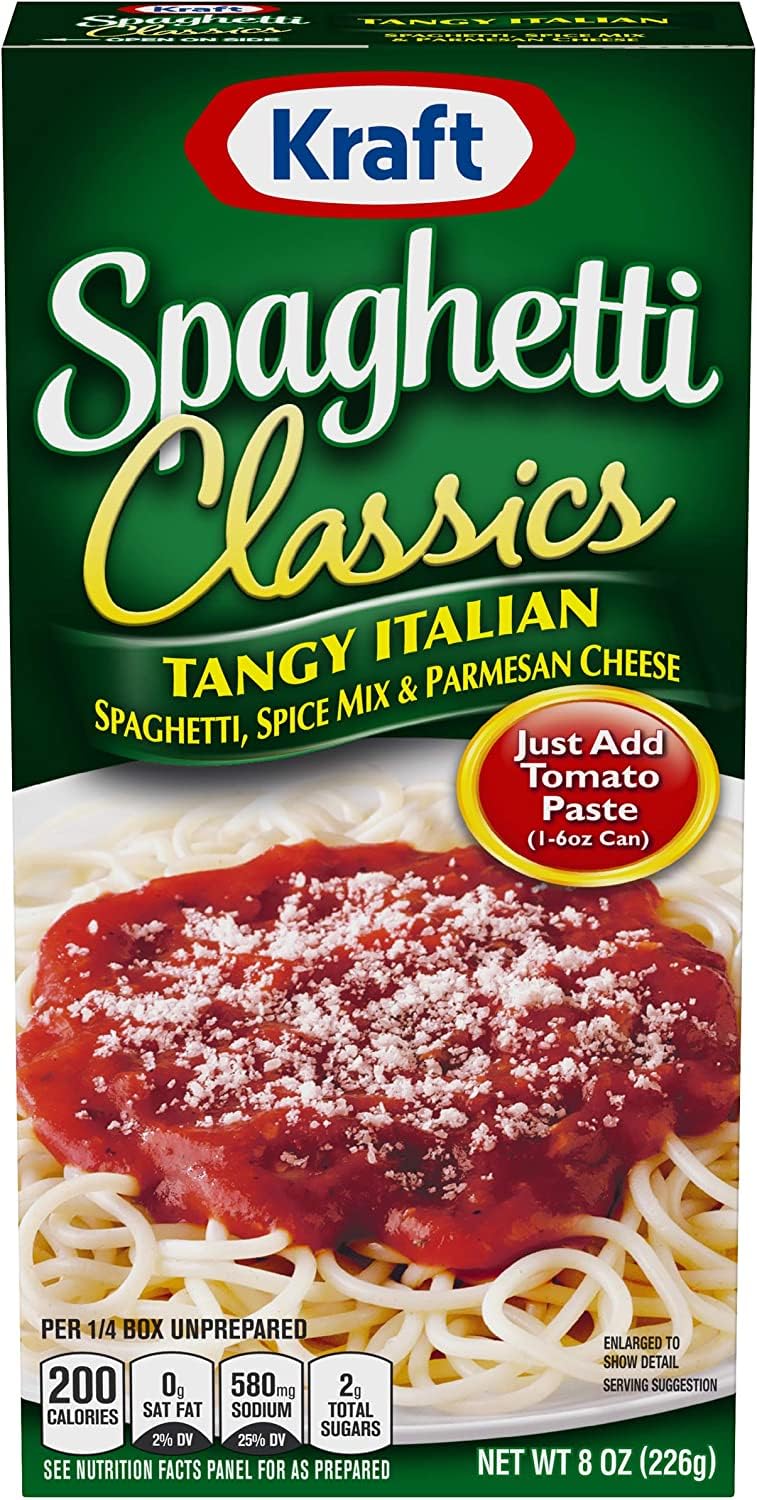 Kraft Spaghetti Classics Tangy Italian Spaghetti Meal Mix – 12 Box Pack, 8 oz Boxes | Quick Family Dinner
