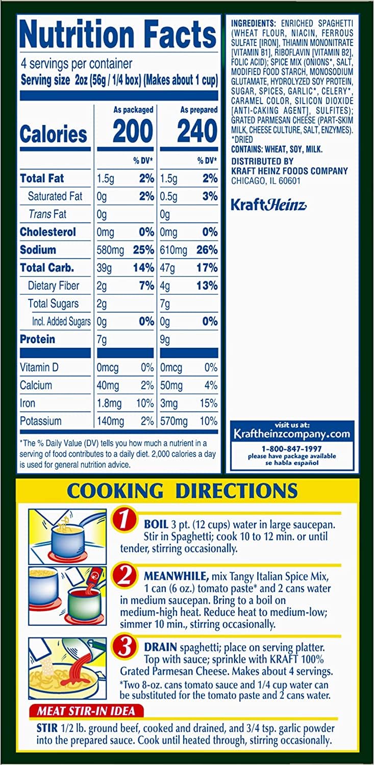 Kraft Spaghetti Classics Tangy Italian Spaghetti Meal Mix – 12 Box Pack, 8 oz Boxes | Quick Family Dinner