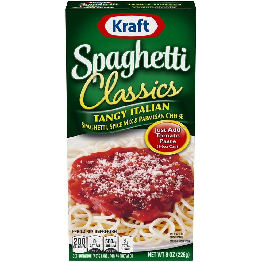 Kraft Spaghetti Classics Tangy Italian Spaghetti Meal Mix – 12 Box Pack, 8 oz Boxes | Quick Family Dinner