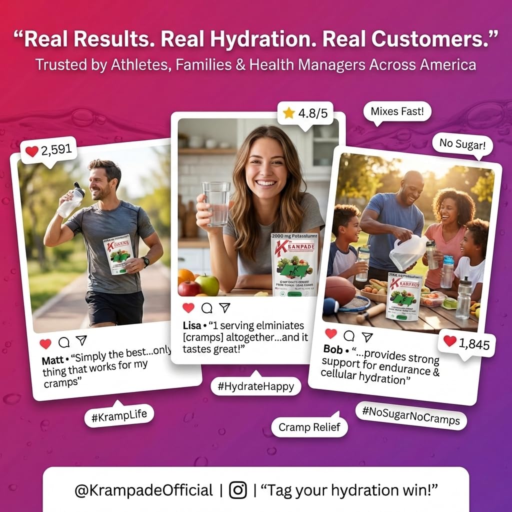 Krampade High Potassium Electrolytes Powder – Zero Sugar Fruit Punch, 50 Servings