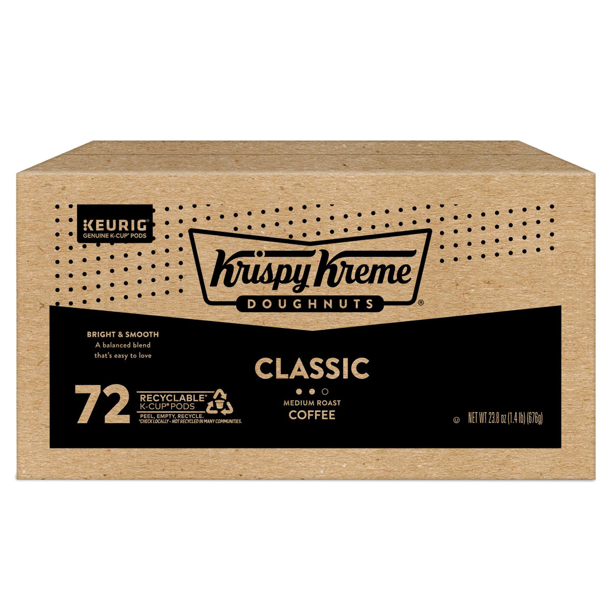 Krispy Kreme Classic Coffee Pods – Medium Roast Keurig K-Cup, Pack of 6 (72 Pods)