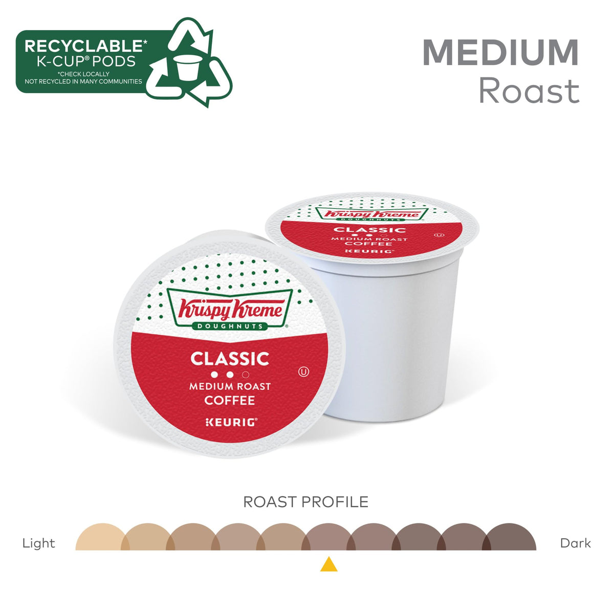 Krispy Kreme Classic Coffee Pods – Medium Roast Keurig K-Cup, Pack of 6 (72 Pods)