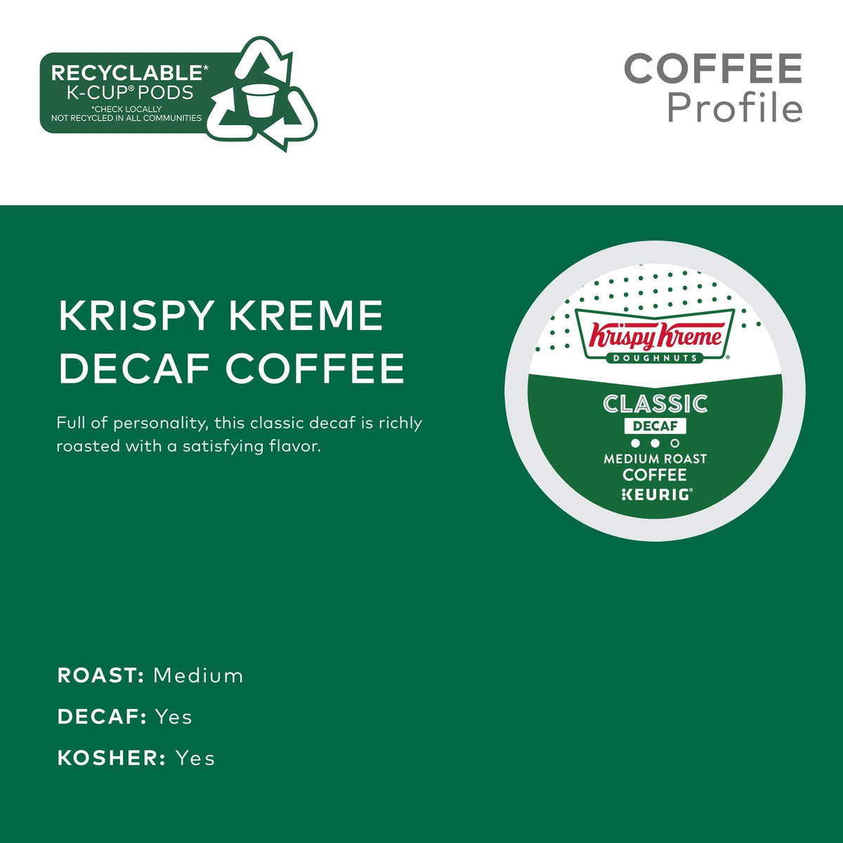 Krispy Kreme Classic Decaf K-Cup Pods | Medium Roast Coffee, 72-Count