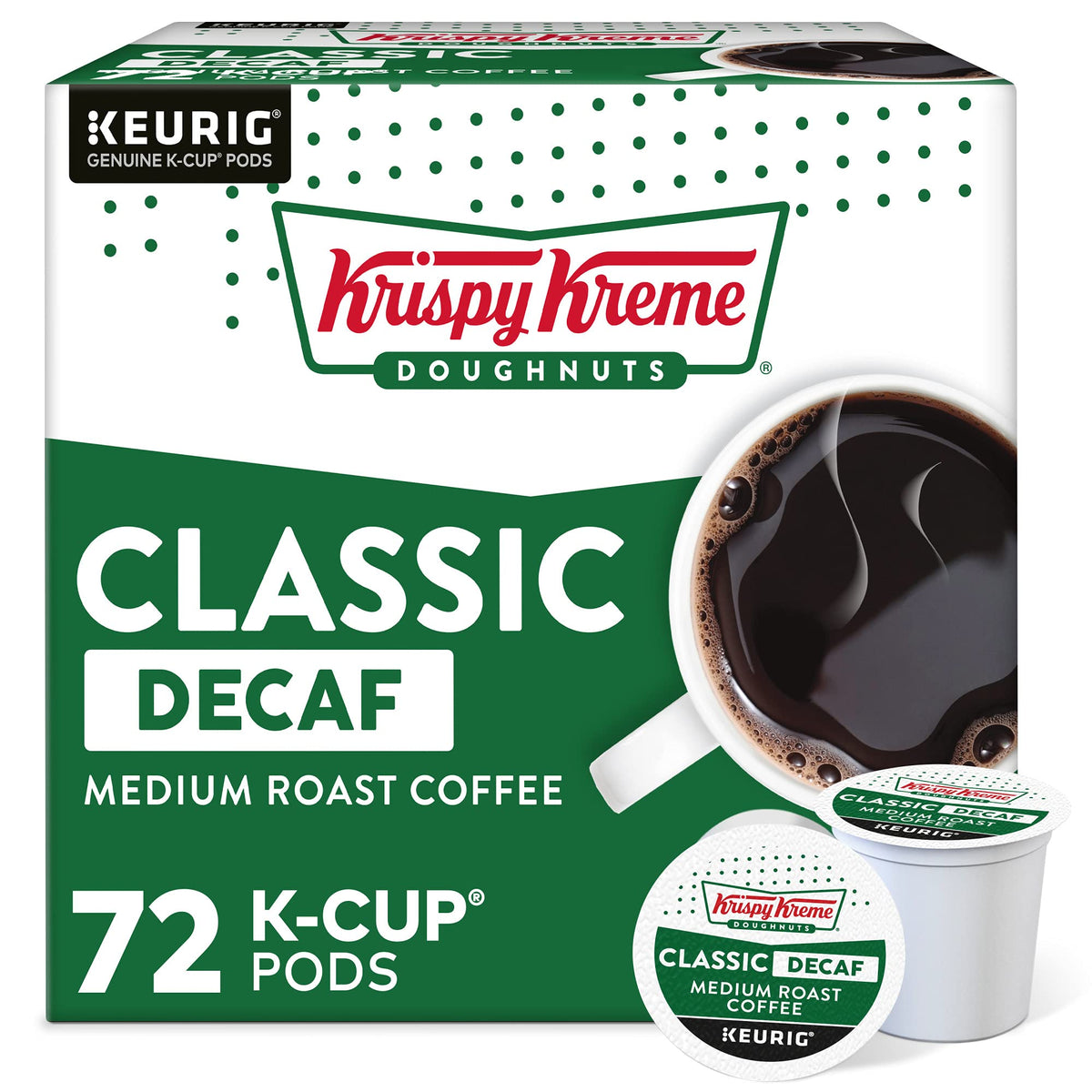 Krispy Kreme Classic Decaf K-Cup Pods | Medium Roast Coffee, 72-Count