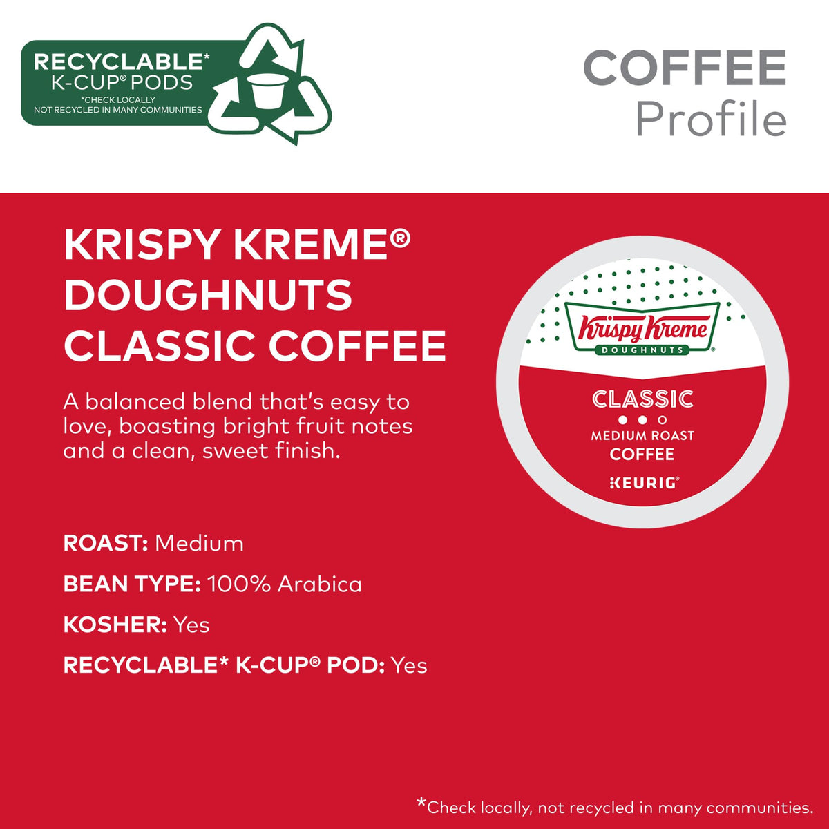 Krispy Kreme Doughnuts Classic Coffee K-Cup Pods – Medium Roast, 48 Count