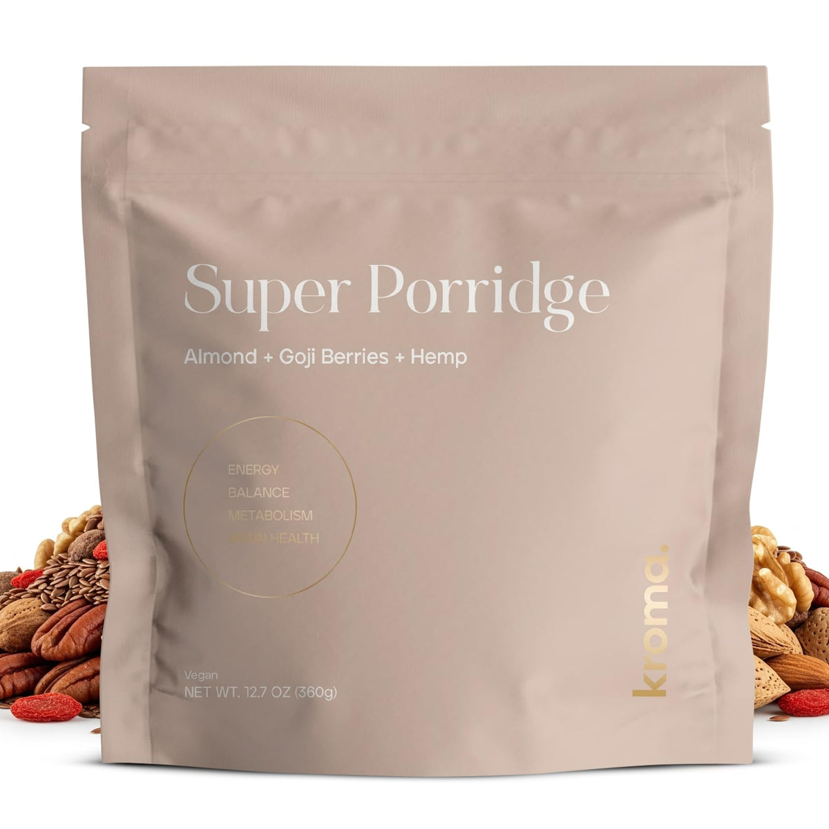 KROMA Super Porridge – Gluten Free Plant Protein Breakfast Cereal, 9 Servings