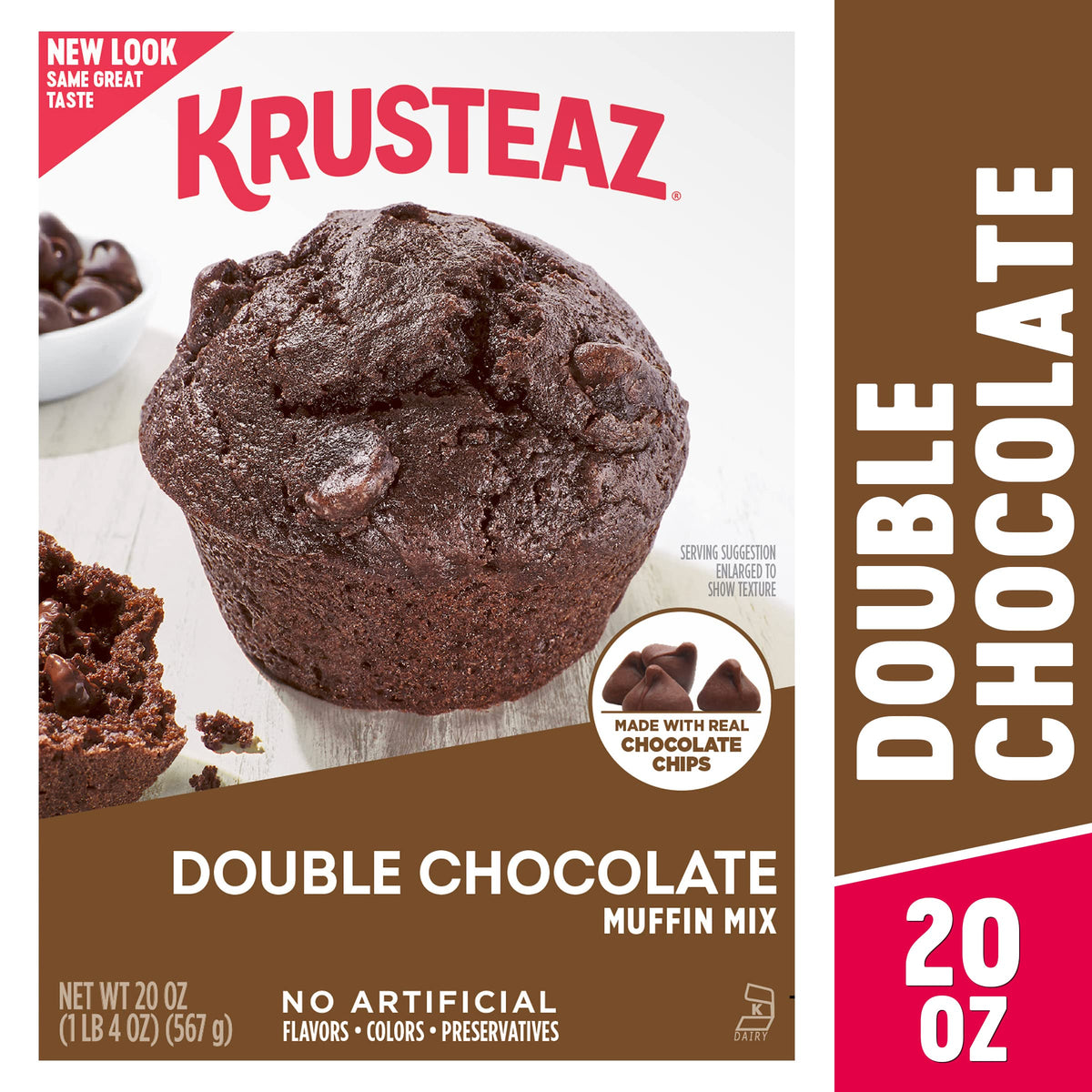 Krusteaz Double Chocolate Muffin Mix – Real Chocolate Chips, No Artificial Flavors, 6 x 20 oz