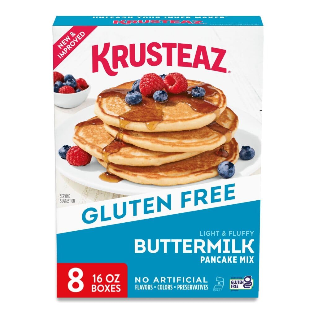 Krusteaz Gluten Free Buttermilk Pancake Mix — Light & Fluffy, 16 oz (Pack of 8)