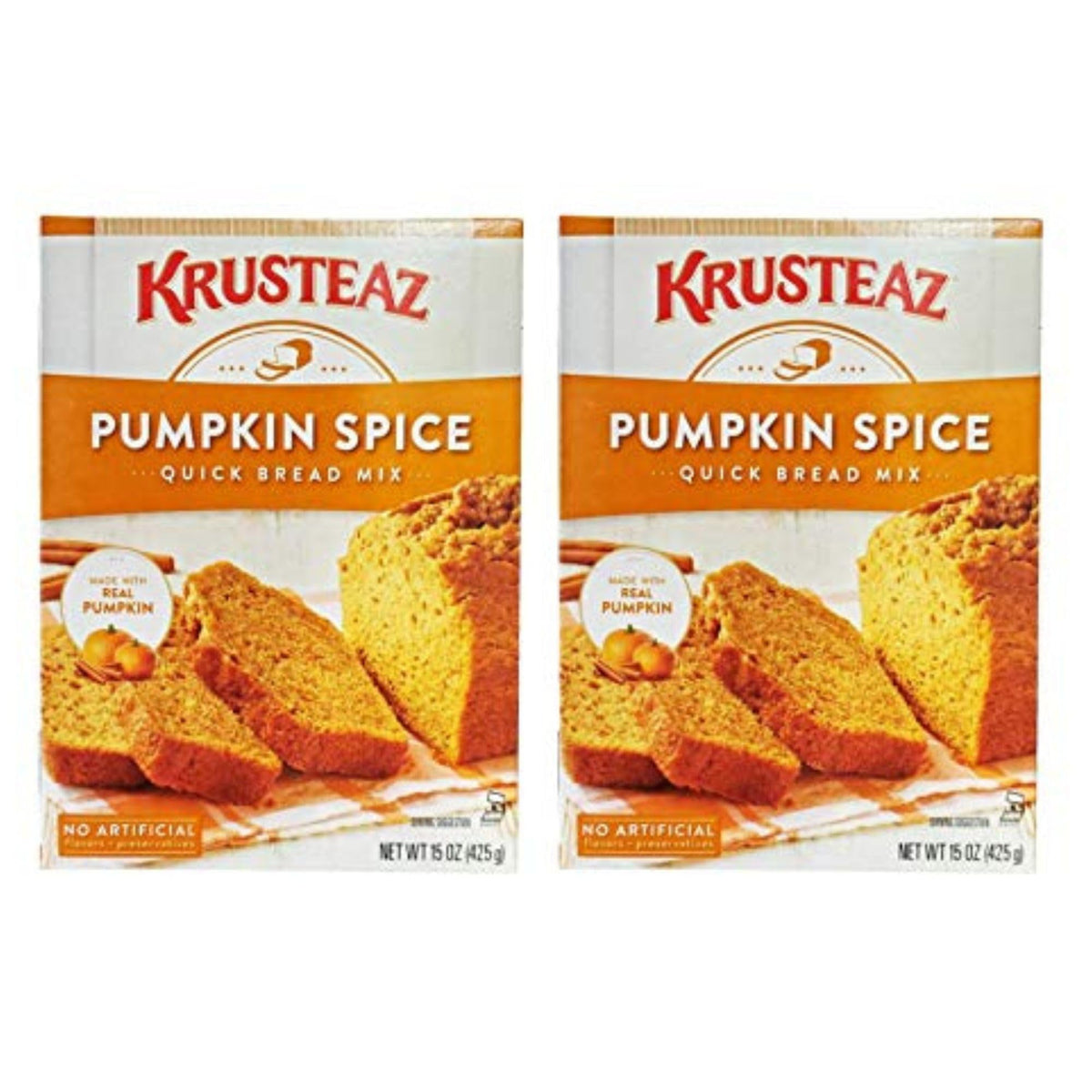 Krusteaz Pumpkin Spice Quick Bread Mix – Real Pumpkin, No Artificial Flavors (2x15 oz)