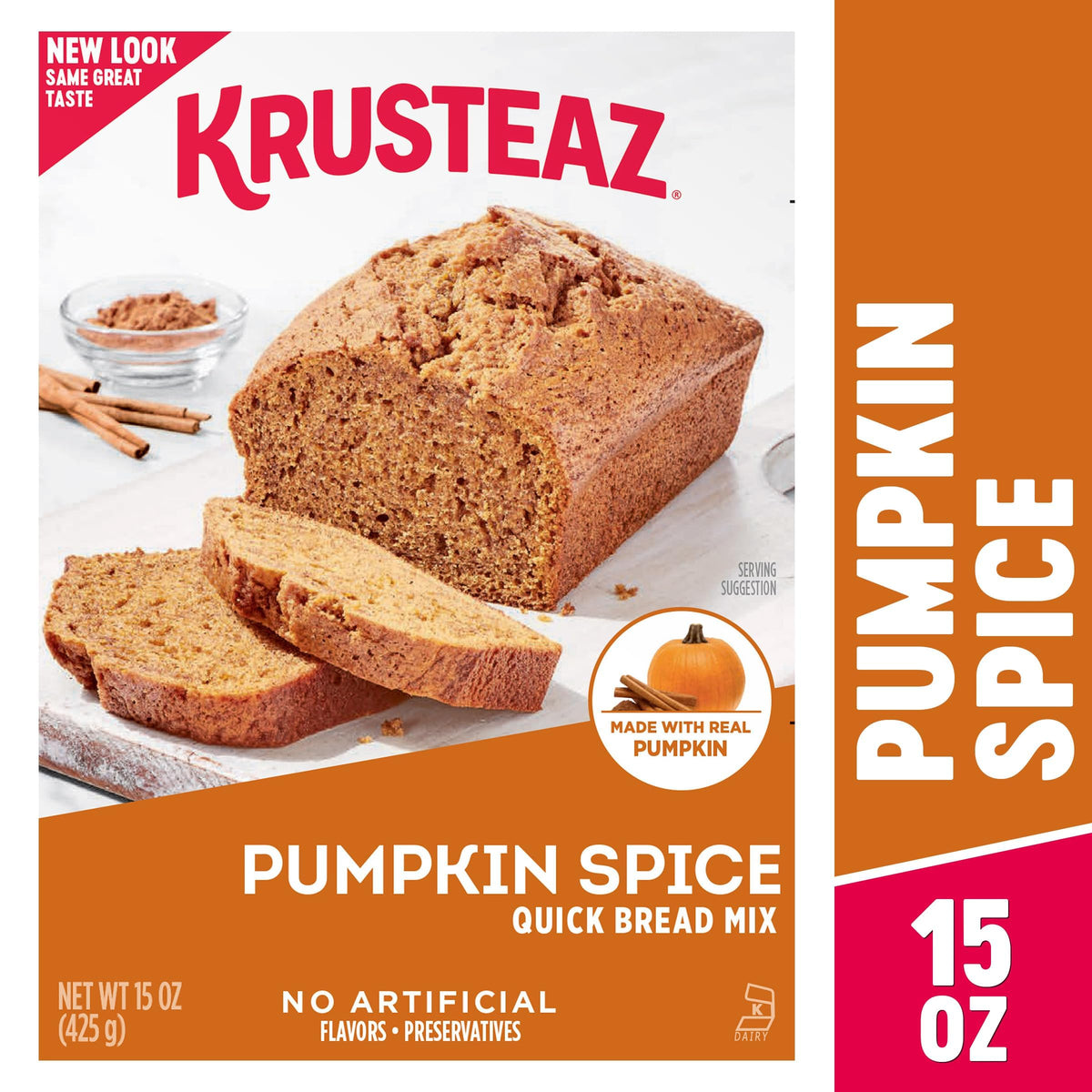 Krusteaz Pumpkin Spice Quick Bread Mix – Real Pumpkin, No Artificial Flavors (2x15 oz)