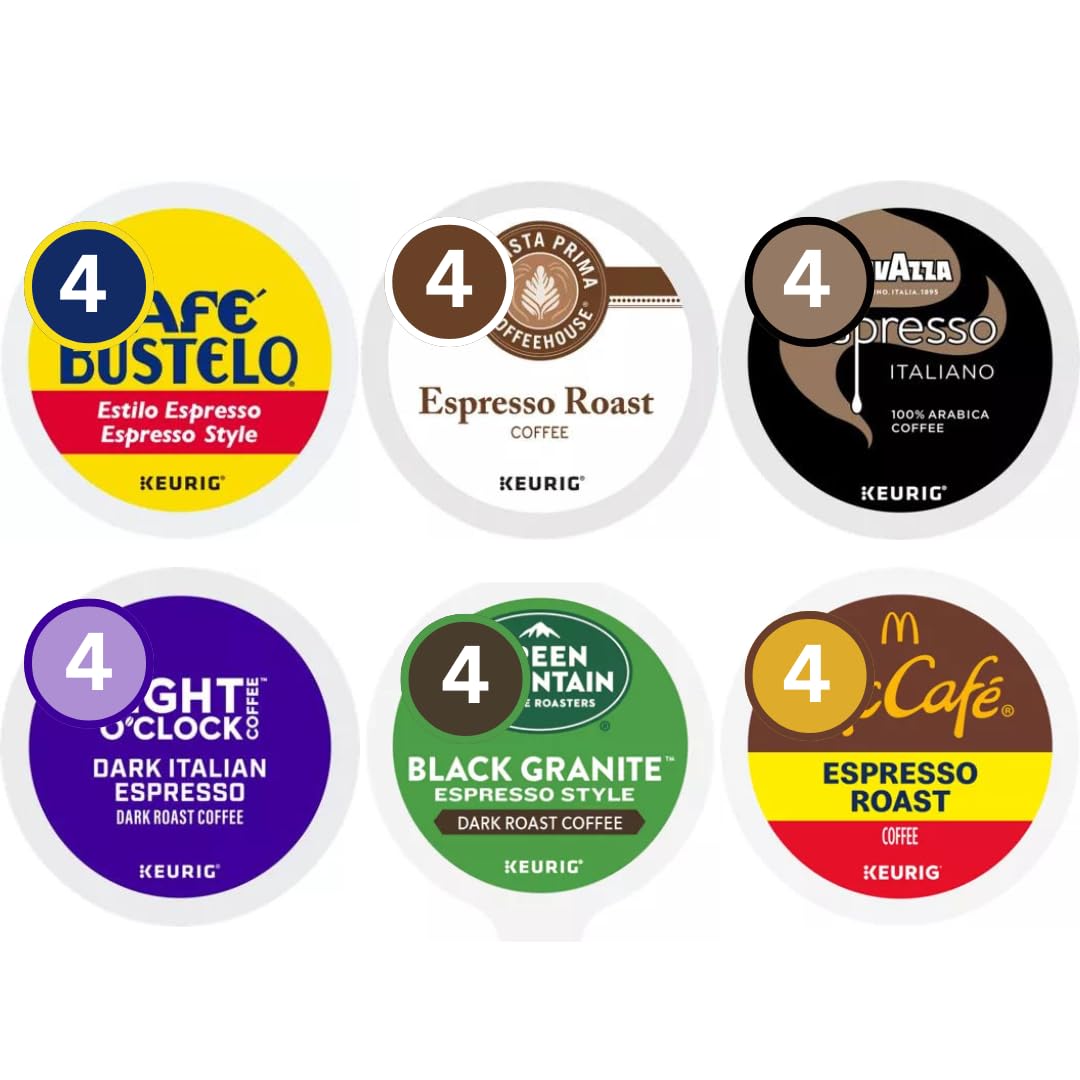 KUPIX Espresso Style Dark Roast K-Cups Variety Pack – 24 Count for Keurig Brewers