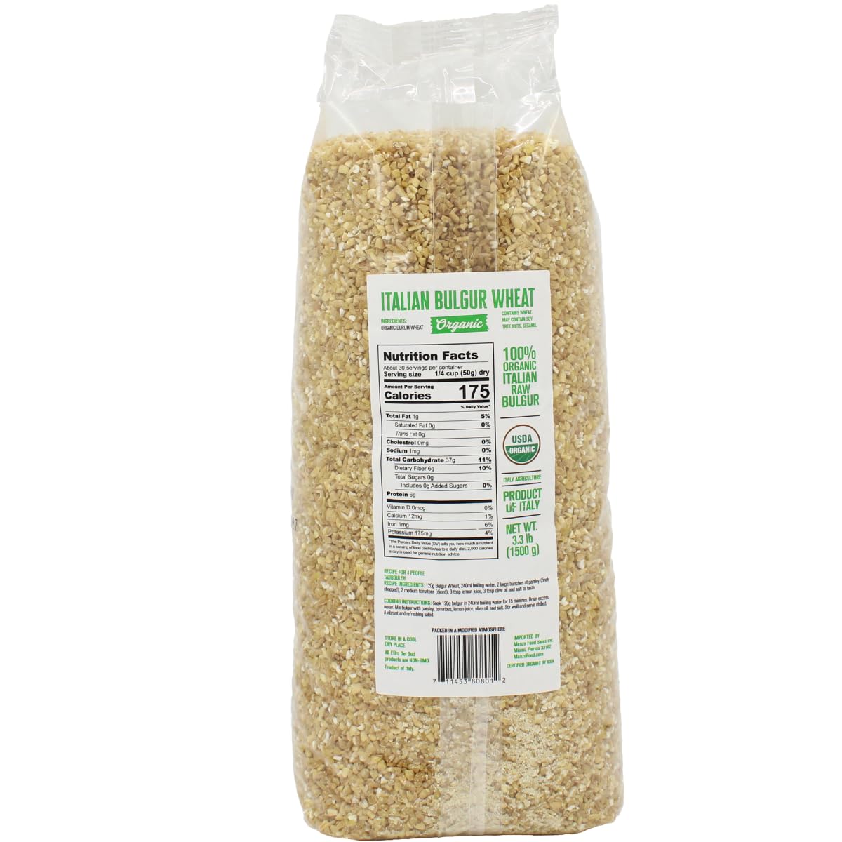 L'Oro Del Sud Organic Bulgur Wheat 3.3 lb – Italian Burghul for Tabbouleh