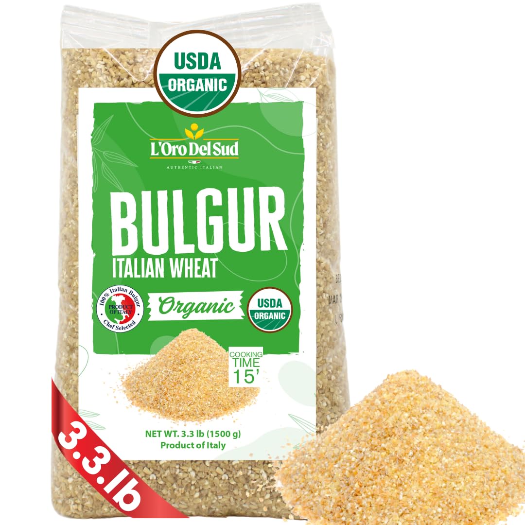 L'Oro Del Sud Organic Bulgur Wheat 3.3 lb – Italian Burghul for Tabbouleh