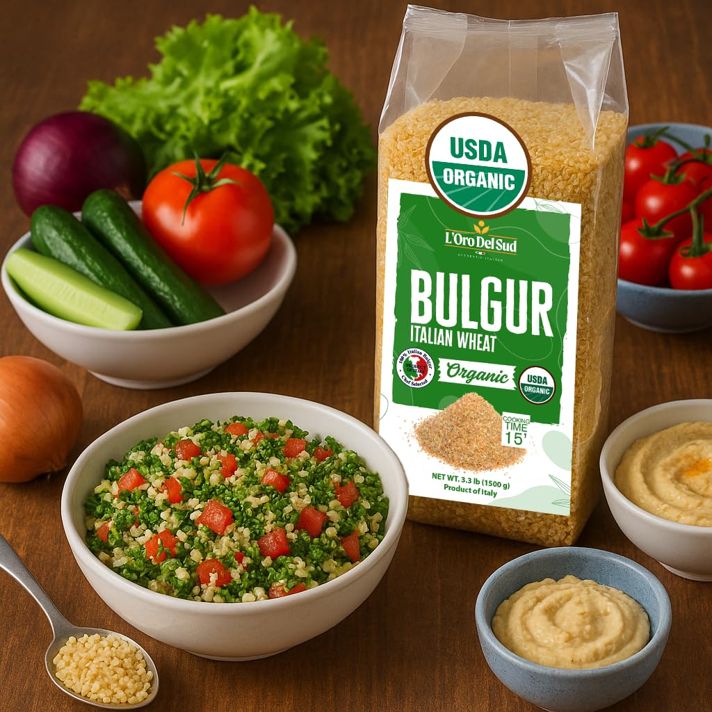 L'Oro Del Sud Organic Bulgur Wheat 3.3 lb – Italian Burghul for Tabbouleh