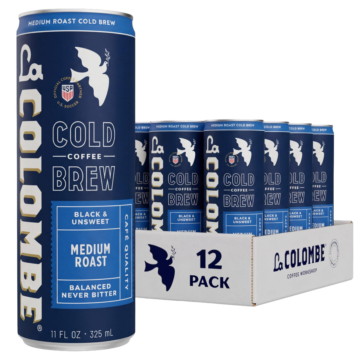 La Colombe Cold Brew Black Unsweetened — 11 oz Cans (Pack of 12) Cafe-Quality Ready-to-Drink