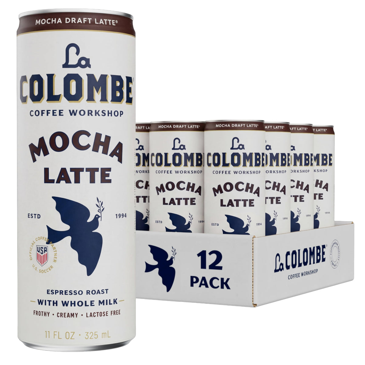 La Colombe Mocha Draft Latte – 11 fl oz Cans (Pack of 12), Coffeehouse Cold Brew Ready-to-Drink