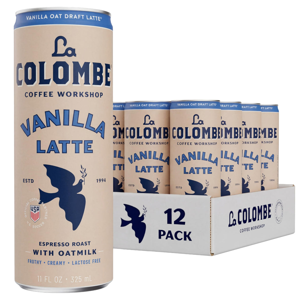 La Colombe Coffee Oatmilk Vanilla Latte — 11oz Cans (Pack of 12) | Ready-to-Drink Cold Brew