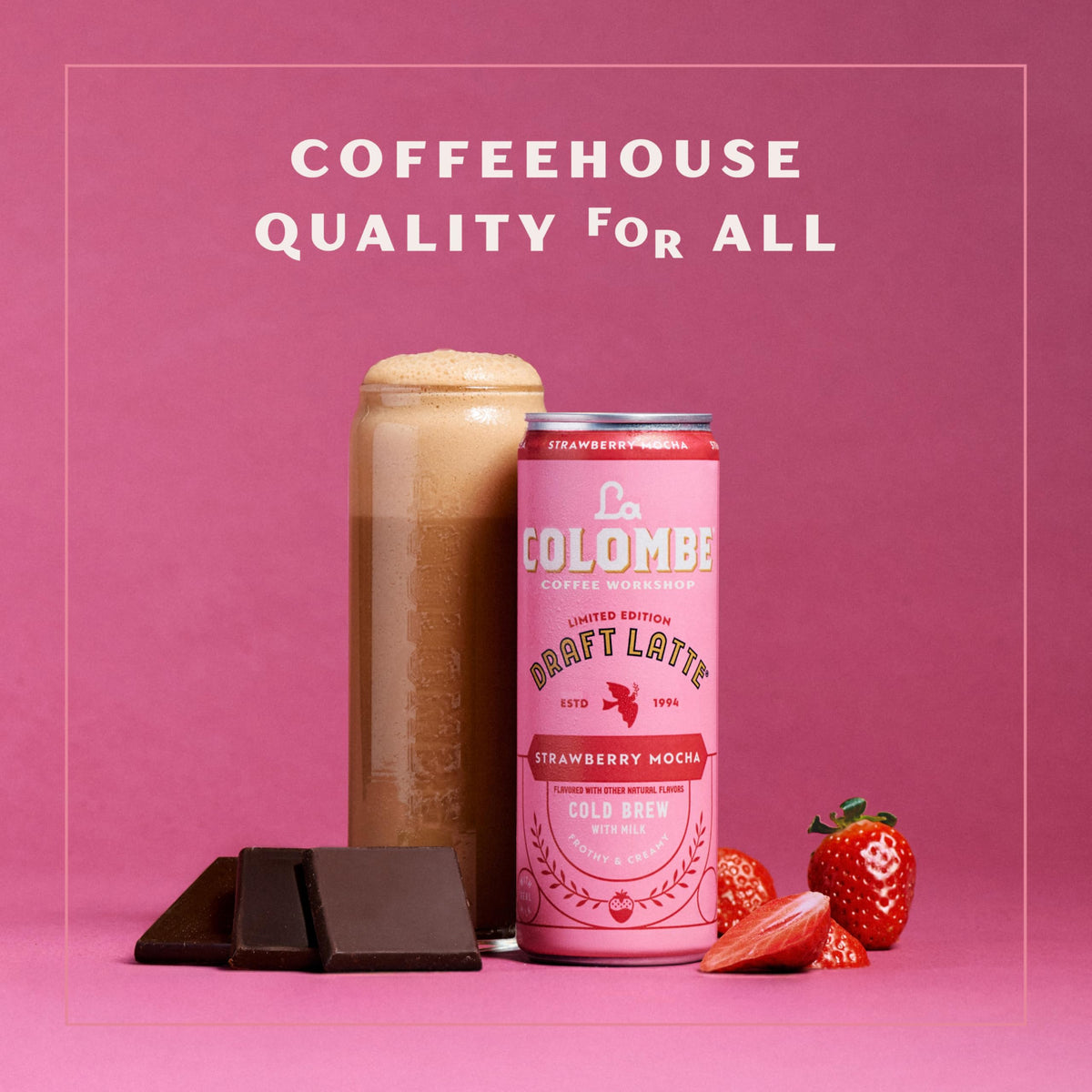 La Colombe Strawberry Mocha Draft Latte — 11 oz Cans (Pack of 12)