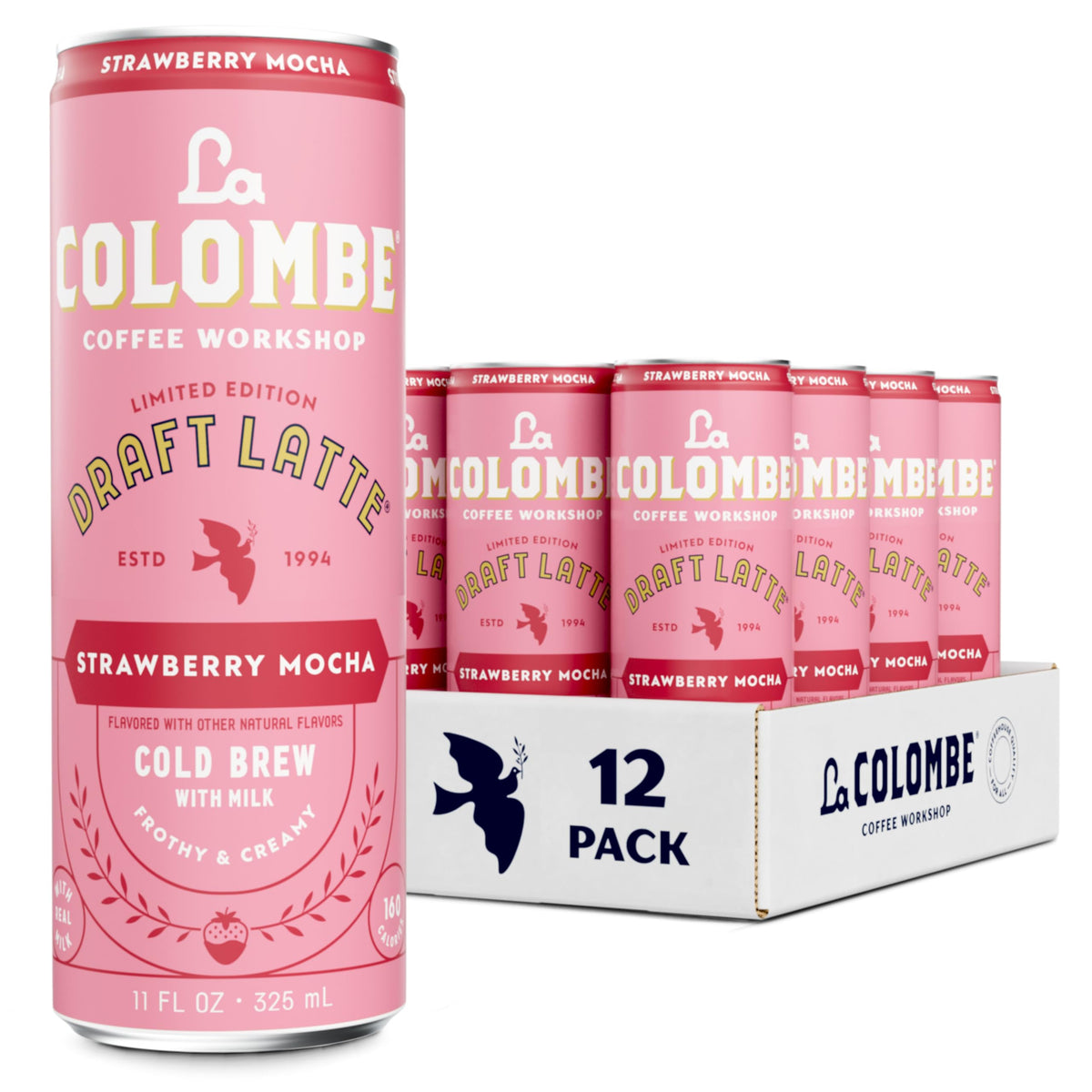 La Colombe Strawberry Mocha Draft Latte — 11 oz Cans (Pack of 12)