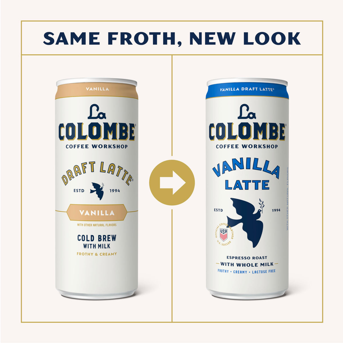 La Colombe Vanilla Draft Latte — 11 fl oz Cans (12 Pack) Cold Brew Coffeehouse Quality
