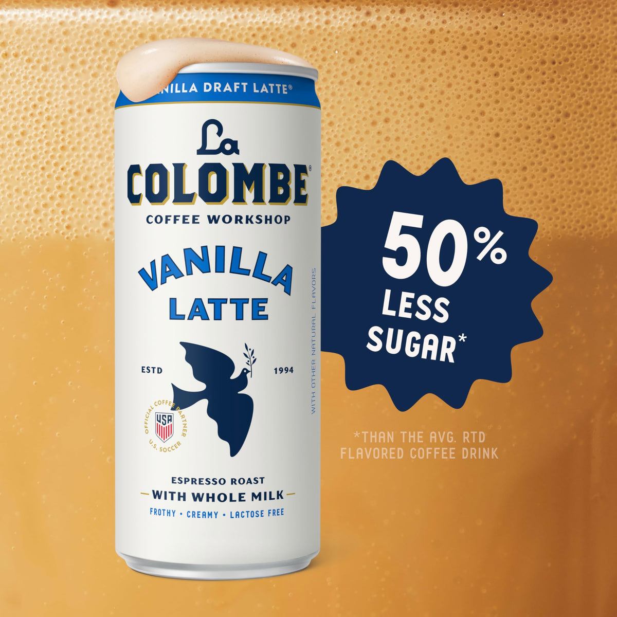 La Colombe Vanilla Draft Latte — 11 fl oz Cans (12 Pack) Cold Brew Coffeehouse Quality