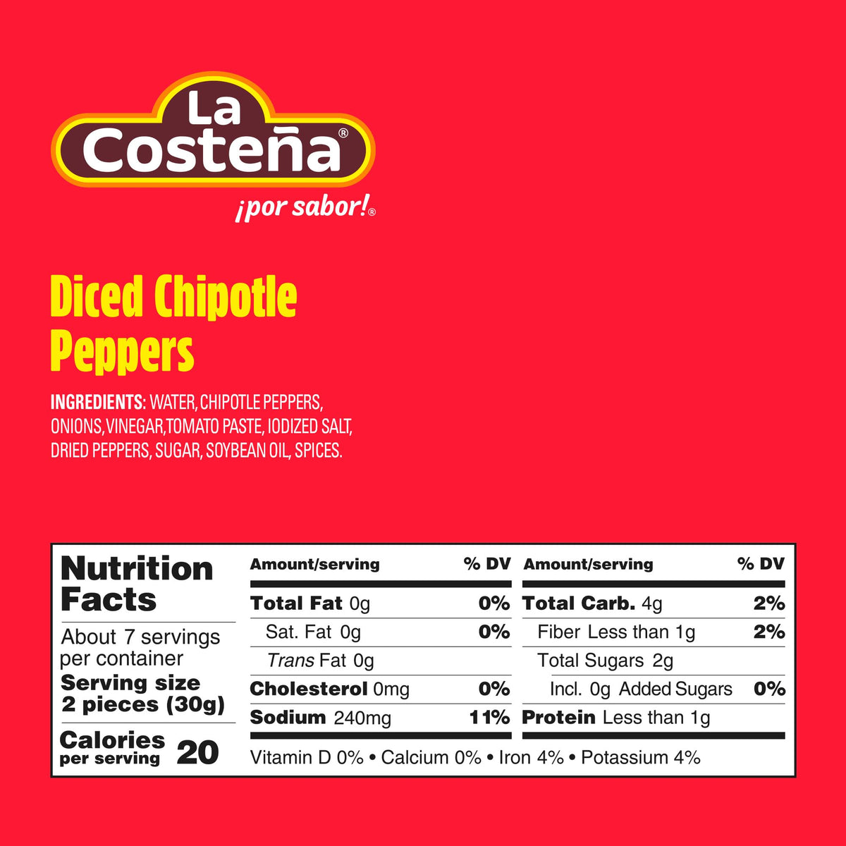 La Costeña Chipotle Peppers in Adobo – Diced Smoked Chiles for Tacos & Salsas (8.11 oz x12 Jars)