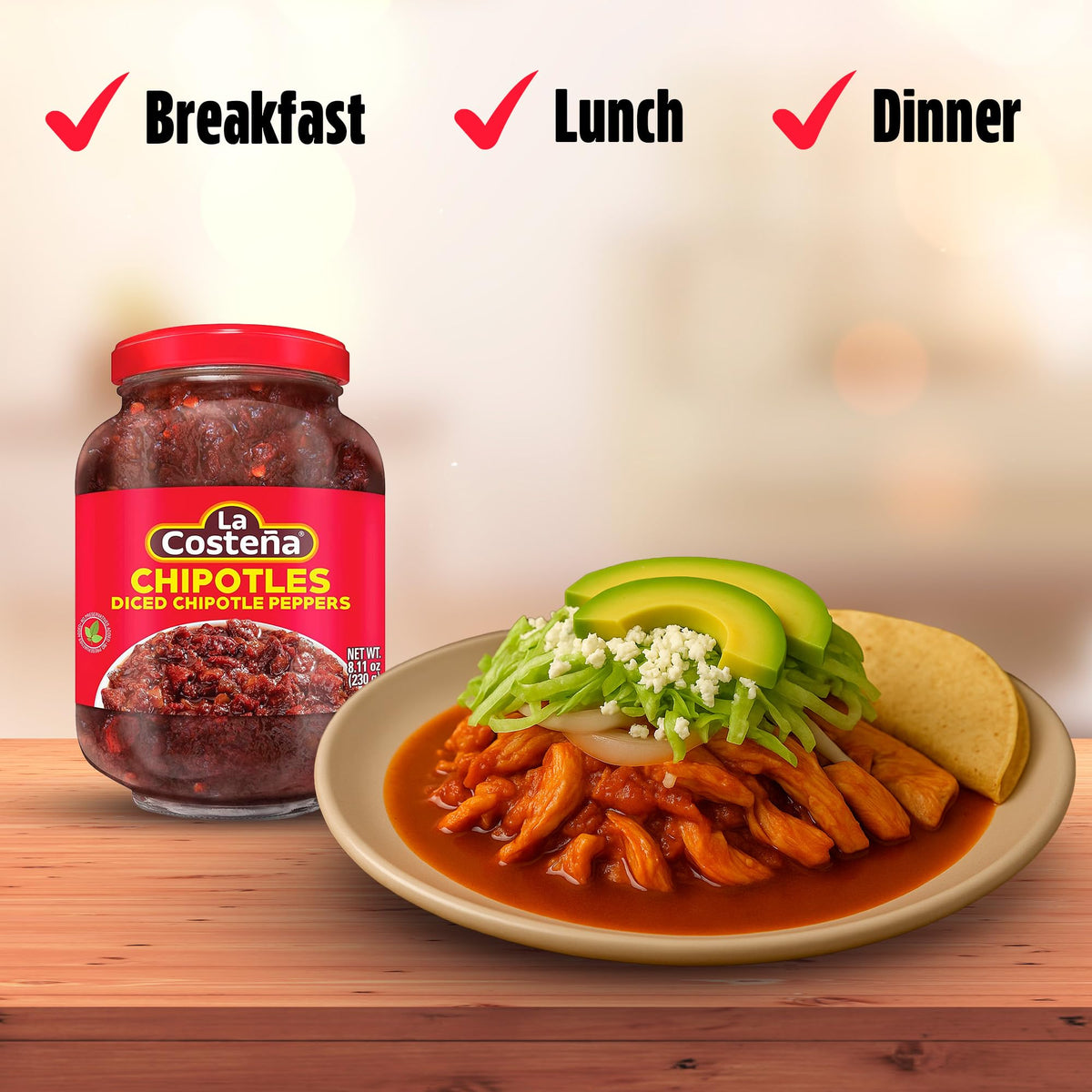 La Costeña Chipotle Peppers in Adobo – Diced Smoked Chiles for Tacos & Salsas (8.11 oz x12 Jars)