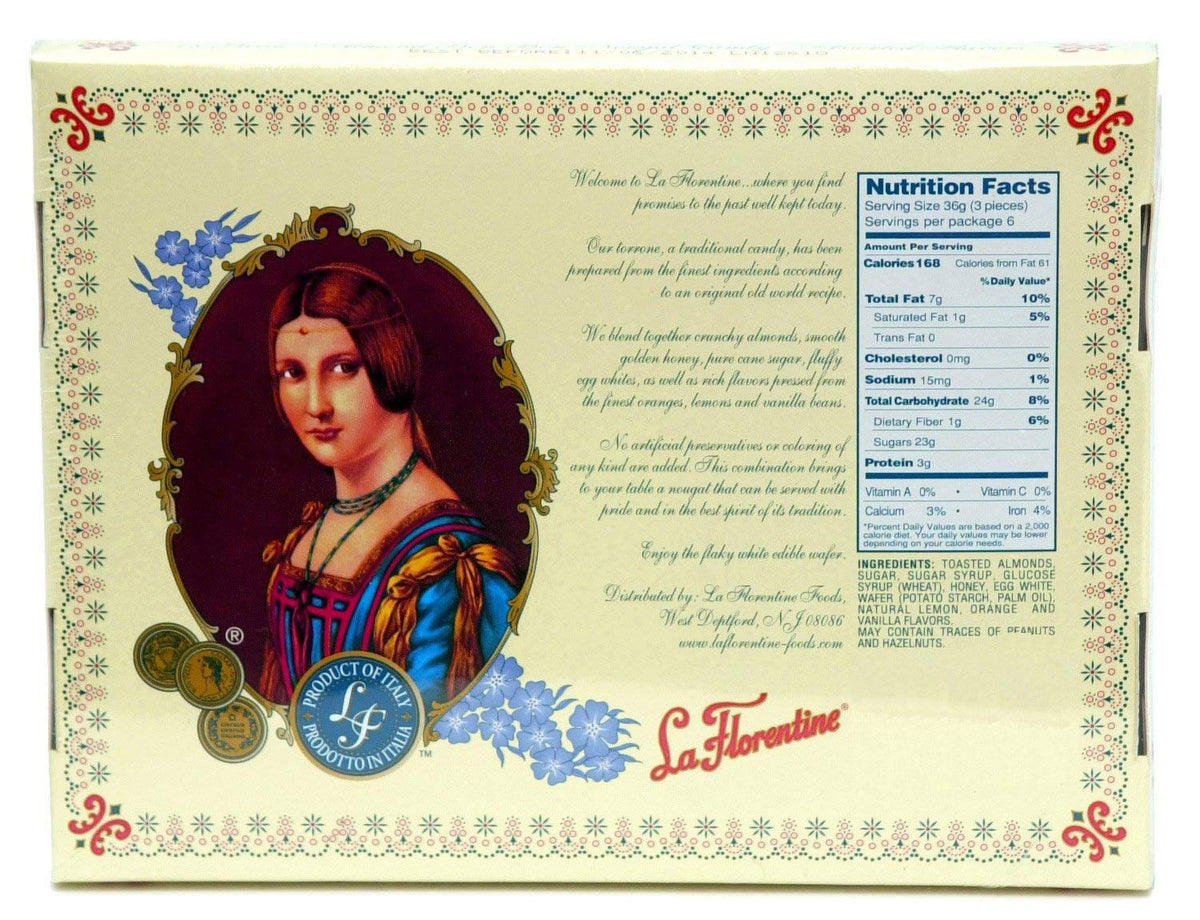 La Florentine Torrone Candy – 3 Pack of 18 Pieces (Vanilla, Orange & Lemon)