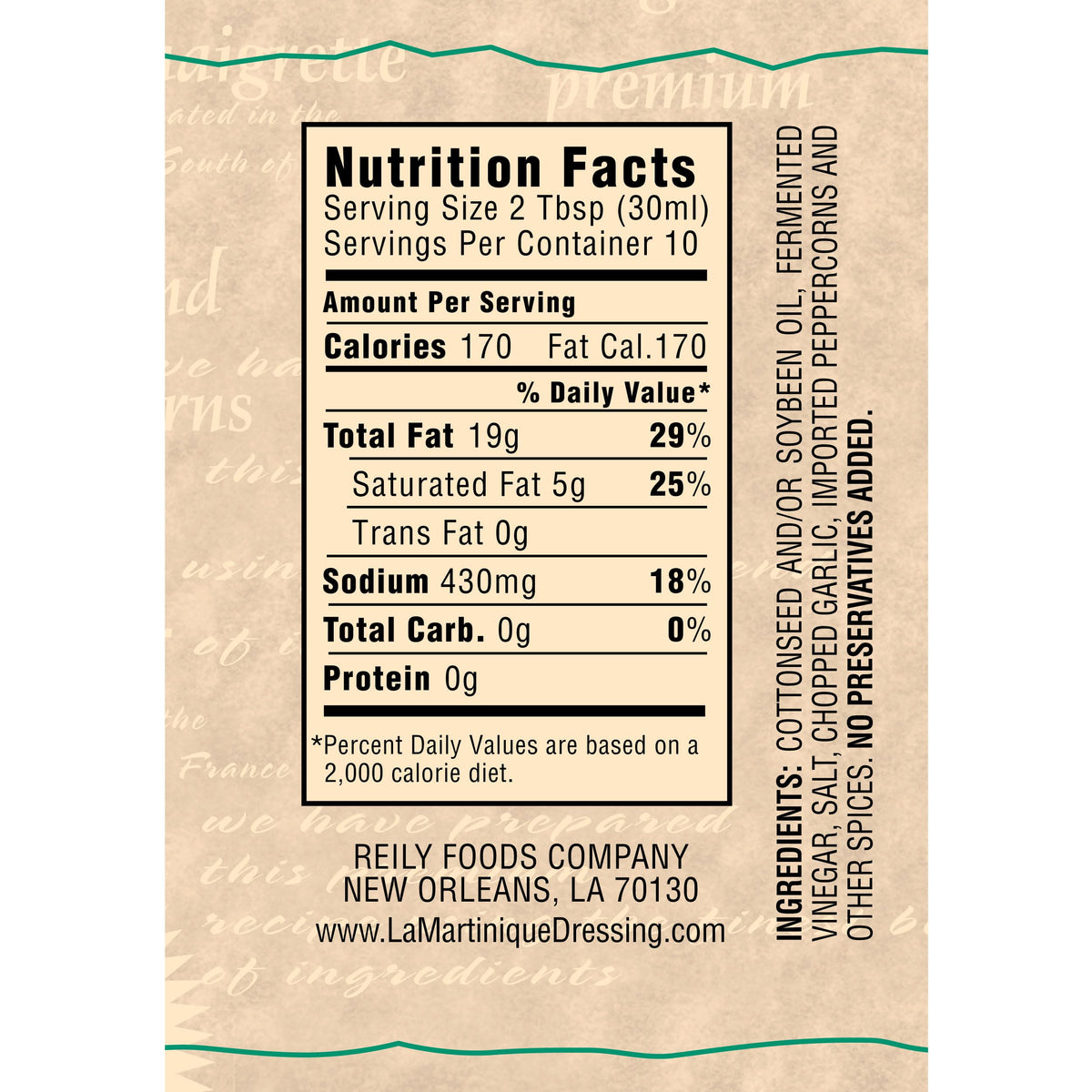La Martinique True French Vinaigrette Dressing – 2 Pack, 10 oz Bottles