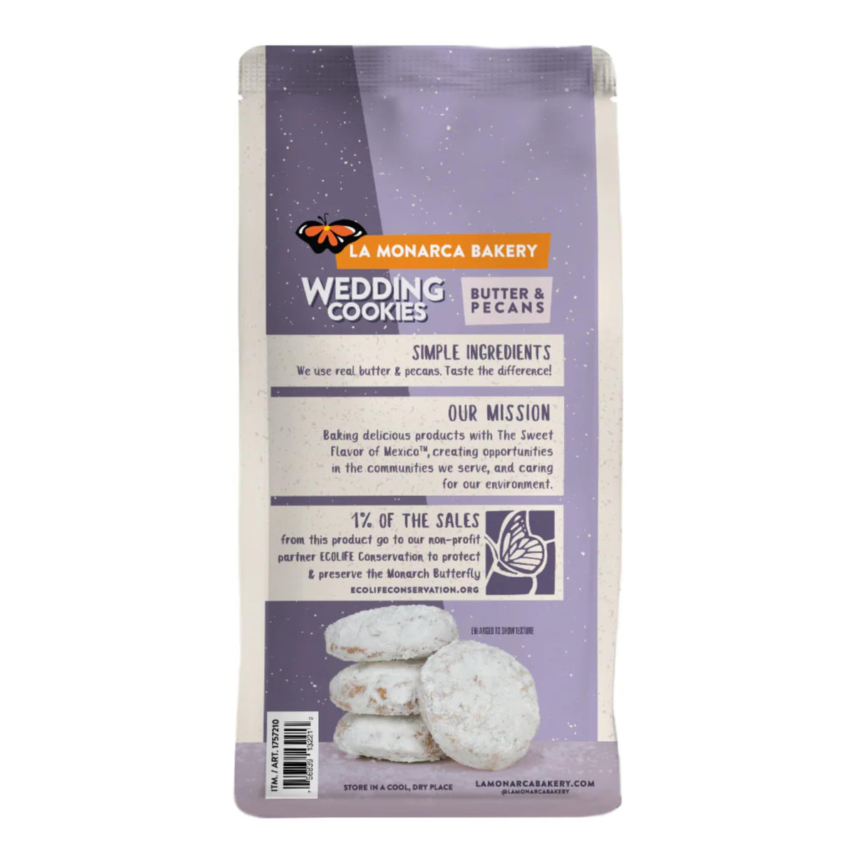 La Monarca Bakery Mexican Wedding Cookies – 1lb Pack (2 Bags) with Pecans