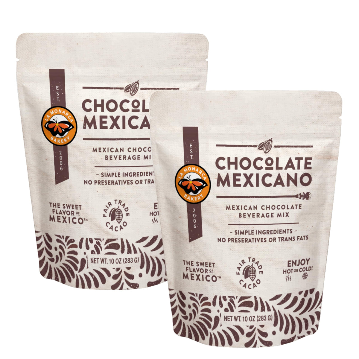 La Monarca Bakery Mexican Hot Chocolate – 10 Ounce Pack of 2 | Organic Cacao & Cinnamon
