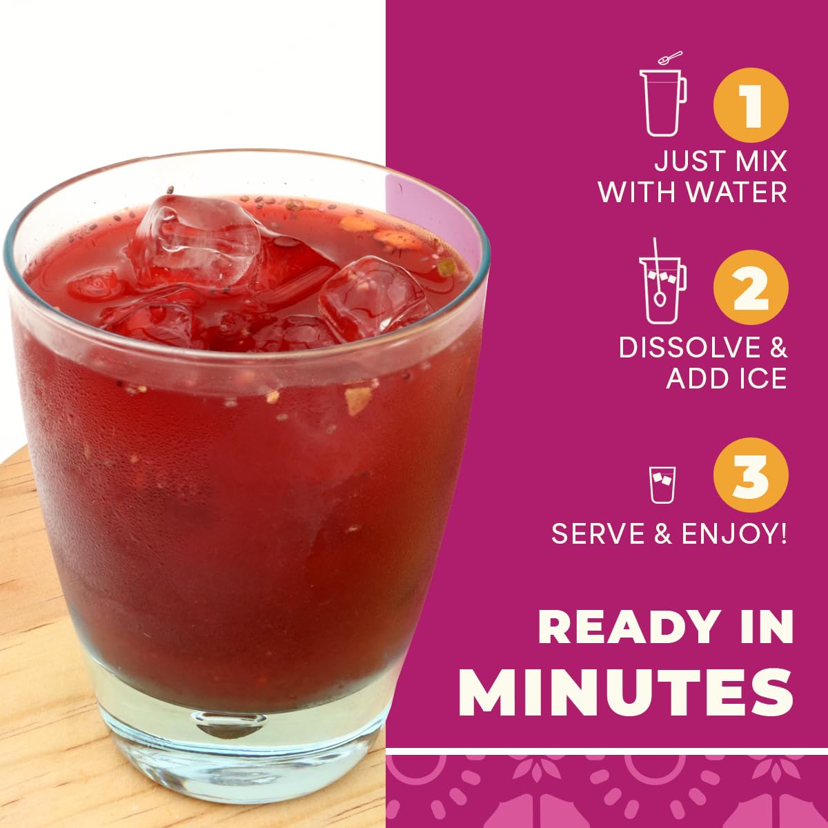 La Monjita Agua Fresca Hibiscus Guava Drink Mix – 50 Servings, Real Hibiscus, Guava & Chia Seeds
