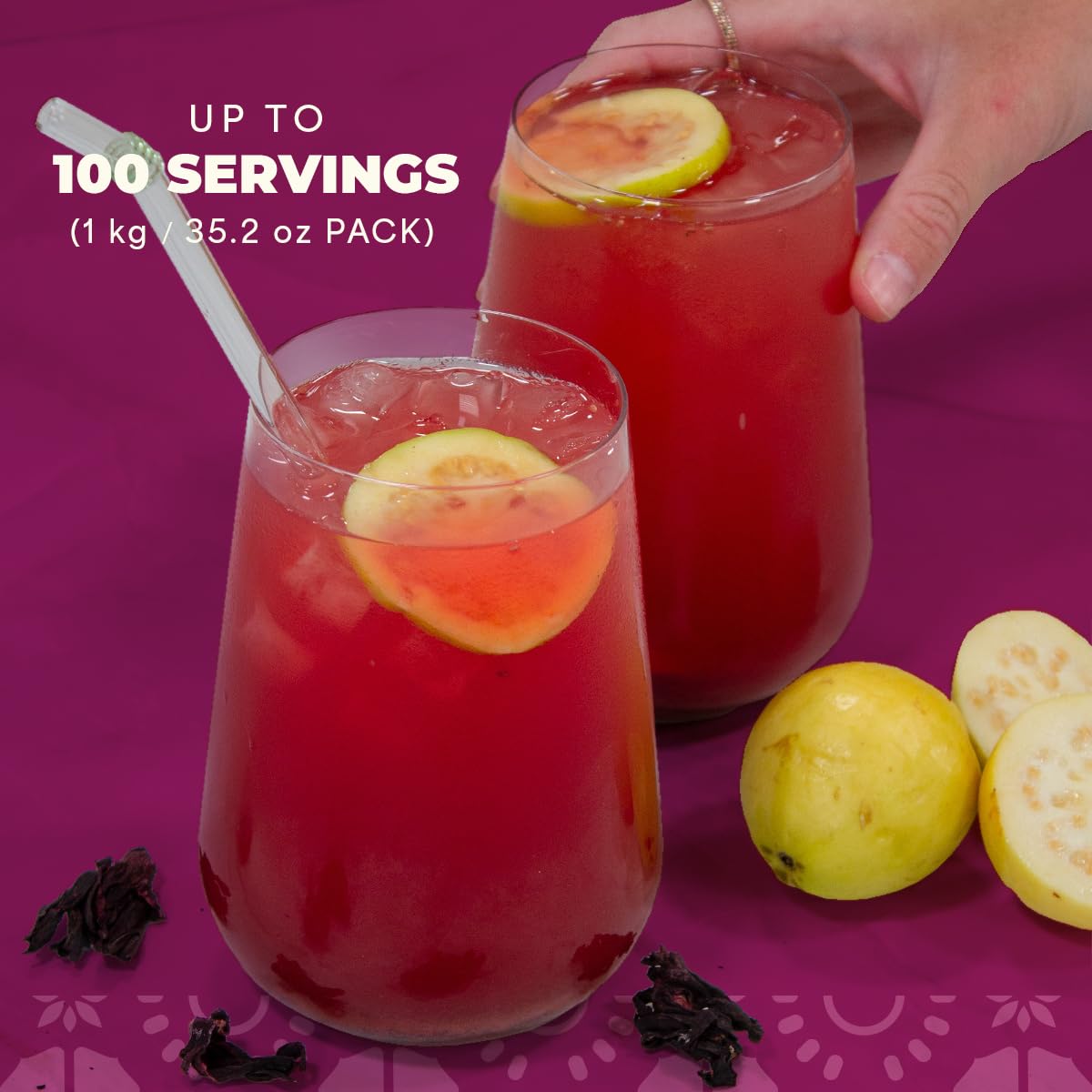 La Monjita Agua Fresca Hibiscus Guava Drink Mix – 50 Servings, Real Hibiscus, Guava & Chia Seeds