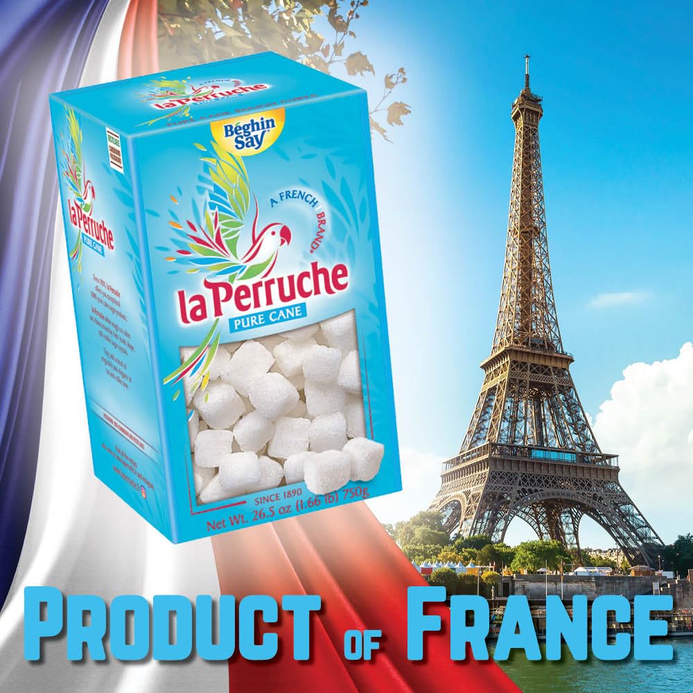 La Perruche Pure Cane White Sugar Cubes – 2 x 750g Pack for Teas & Drinks