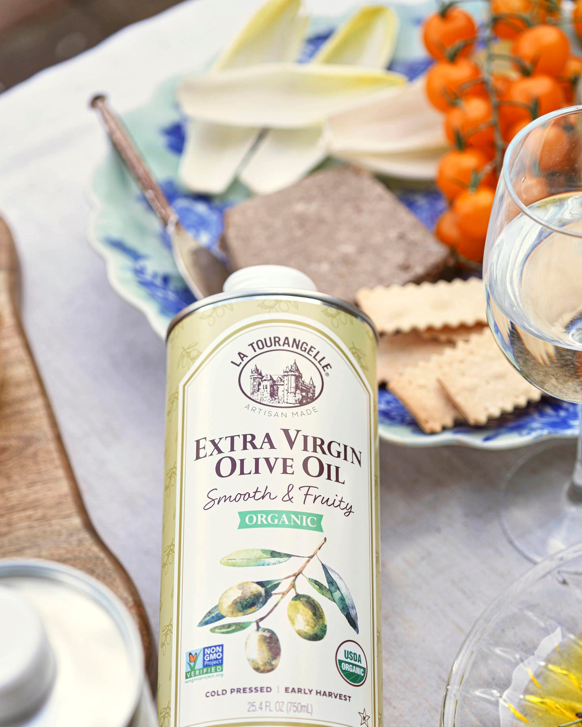 La Tourangelle Organic EVOO – Cold-Pressed Early Harvest Olive Oil from Spain, Smooth & Fruity, 1 L