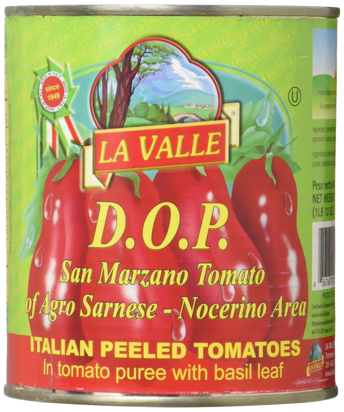 La Valle San Marzano D.O.P. Tomatoes (9-Pack) – Authentic Italian Tomato Purée with Basil