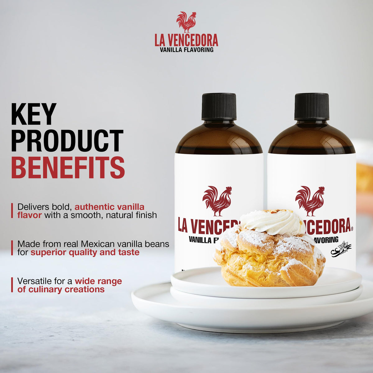 La Vencedora Mexican Vanilla – Large 32oz Bottles (Pack of 2) for Baking & Desserts