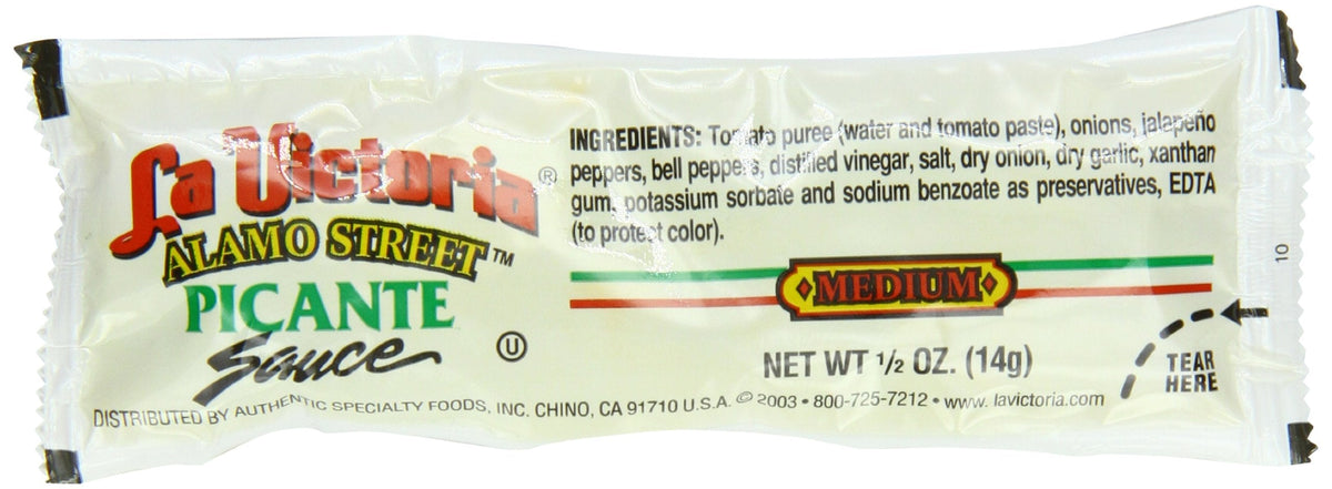 La Victoria Medium Picante Sauce – 0.5 oz Single Serve Pack (200) | Authentic Mexican Flavor
