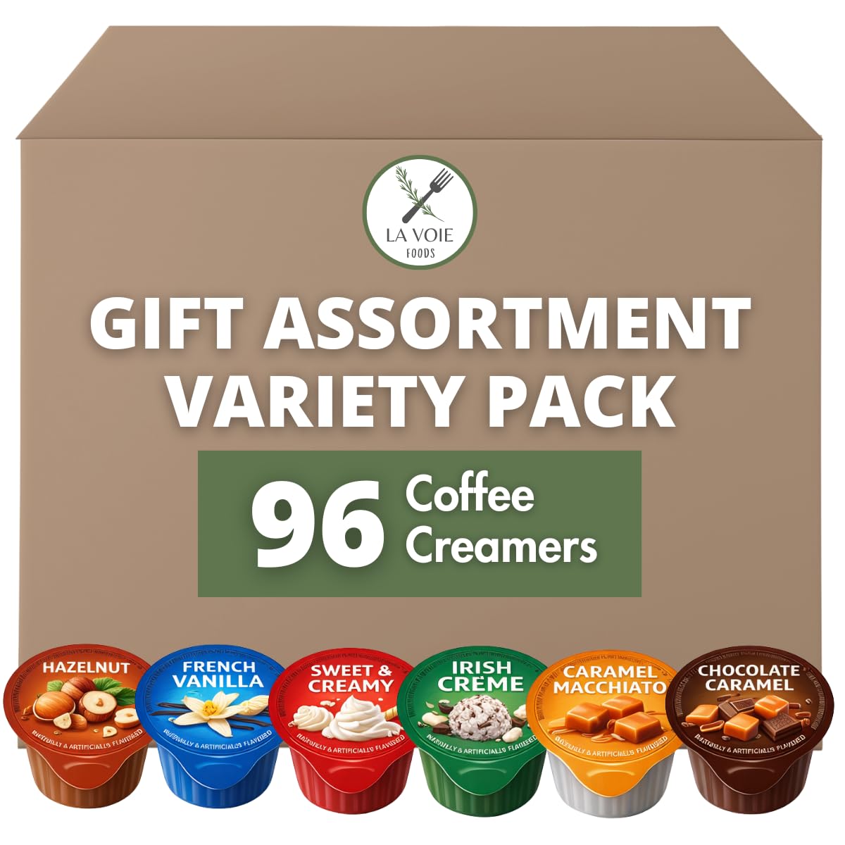 LA VOIE FOODS Coffee Creamer Singles – 6-Flavor Variety Pack (French Vanilla, Irish Cream, Caramel Macchiato, Sweet Cream, Chocolate Caramel, Hazelnut)