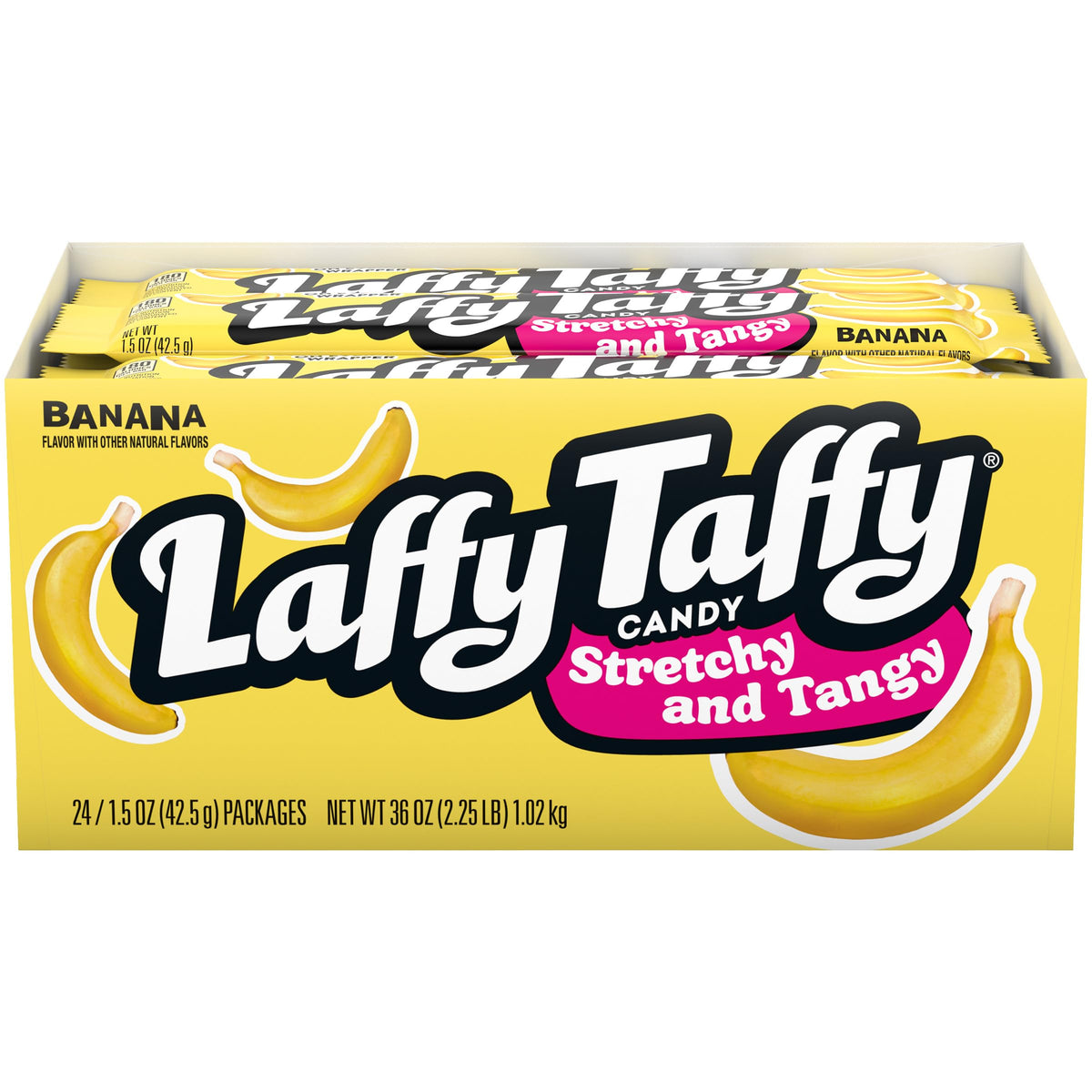 Laffy Taffy Banana Stretchy & Tangy Candy — 1.5 oz Bars (24-Pack)
