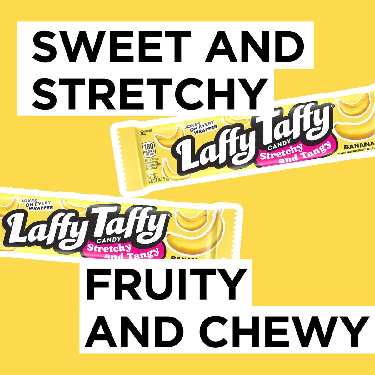 Laffy Taffy Banana Stretchy & Tangy Candy — 1.5 oz Bars (24-Pack)