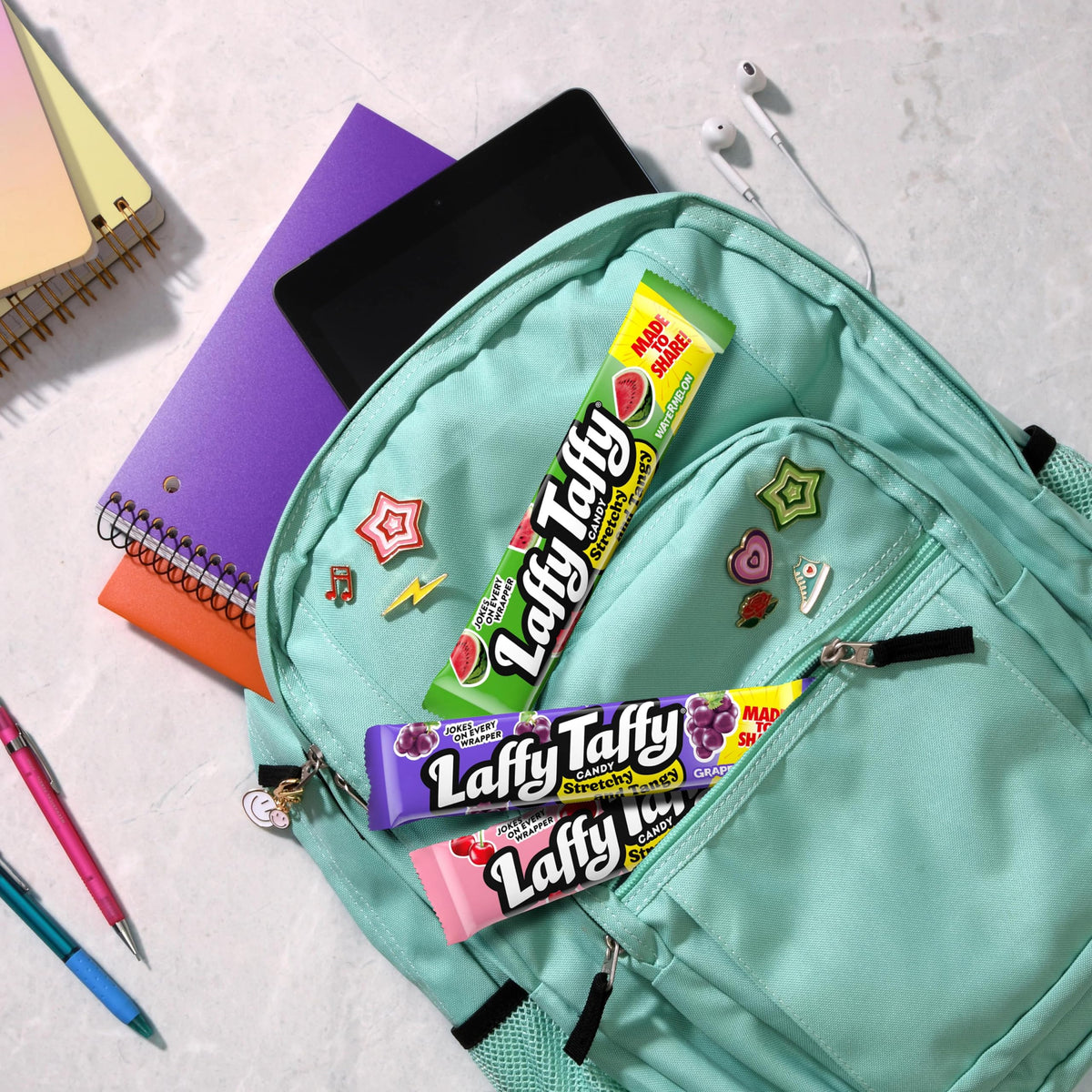 Laffy Taffy Stretchy & Tangy Variety Candy Box – Grape, Watermelon & Cherry (24 Bars)