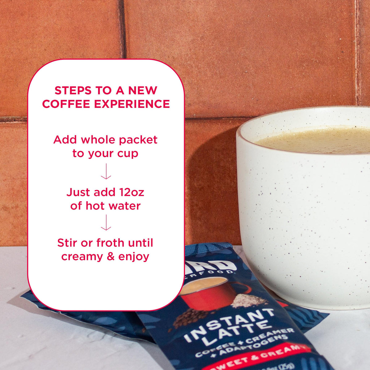 Laird Superfood Instant Latte Sweet & Creamy – Non-Dairy Creamer, Gluten Free, Vegan, 15 Sachets