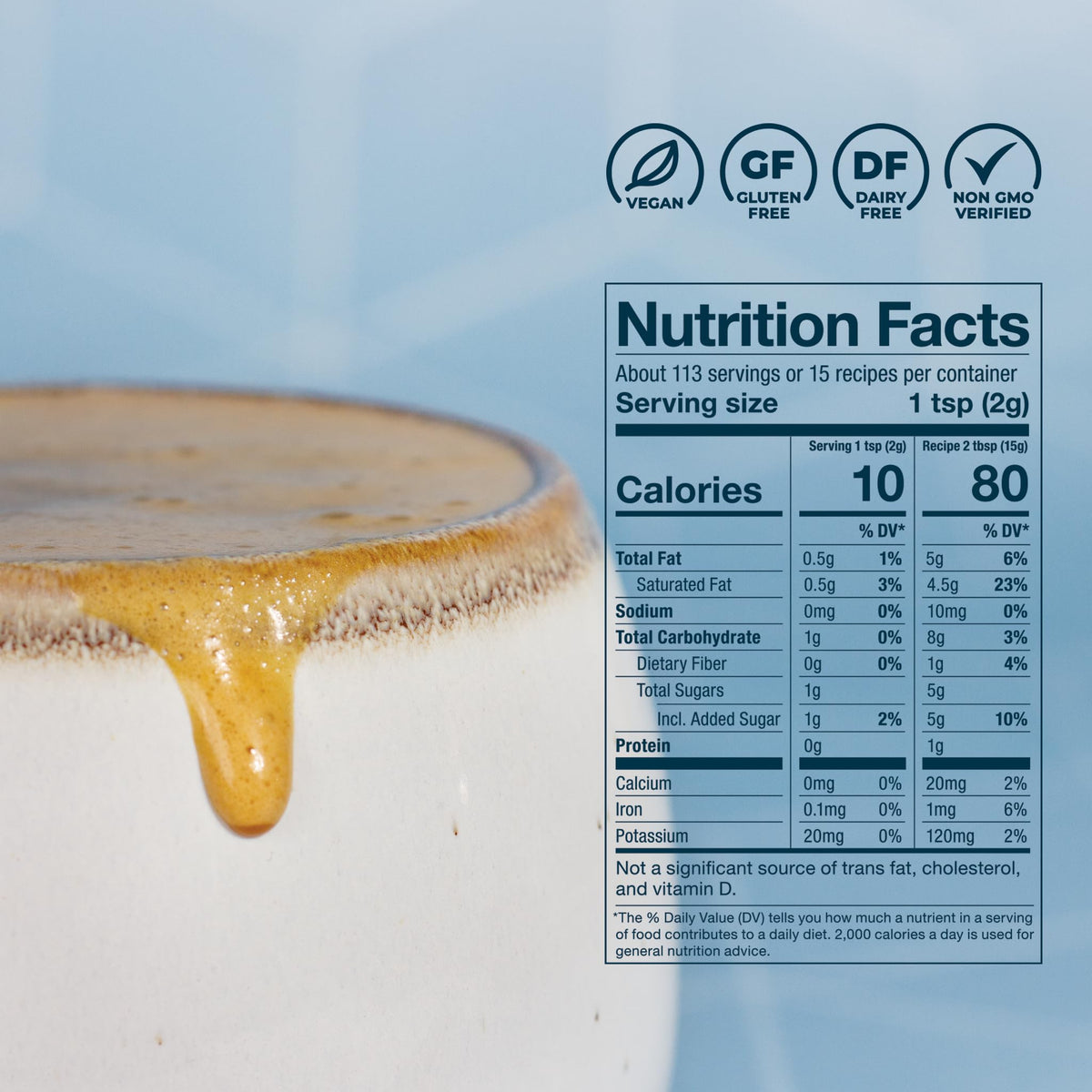 Laird Superfood Mocha Non-Dairy Coffee Creamer Powder – Shelf-Stable, Vegan & Gluten Free